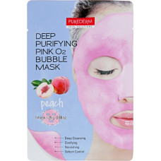Кислородная тканевая маска с экстрактом персика Purederm Deep Purifying Pink O2 Bubble Mask Peach - фото №1