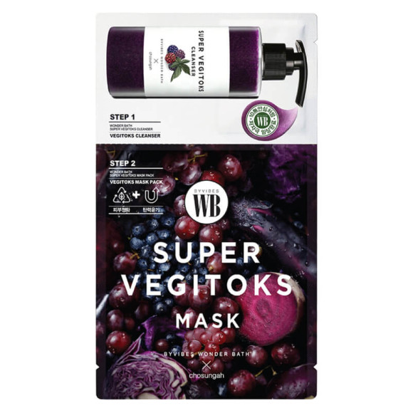 Двоетапна маска для пружності шкіри Chosungah By Vibes Wonder Bath Super Vegitoks Mask Purple 25 мл - фото №1