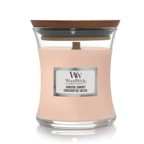 Ароматична свічка з ароматом цитрусових, кокосу та ванілі Woodwick Mini Coastal Sunset 85 г - фото №1