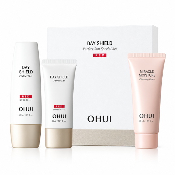 Люкс набір з сонцезахисним кремом O HUI Day Shield Perfect sun Red special set - фото №1