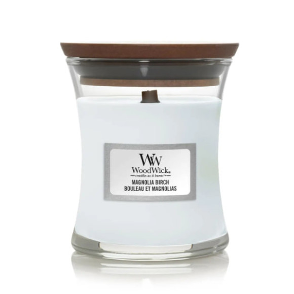 Ароматична свічка з нотами магнолії та берези Woodwick Mini Magnolia birch  - фото №1