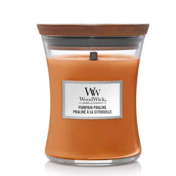 Ароматична свічка з нотами гарбуза та спецій Woodwick Medium Pumpkin Praline - фото №1