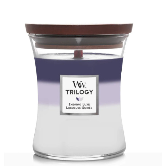 Ароматична свічка з тришаровим ароматом Woodwick Medium Trilogy Evening Luxe 275 г - фото №1