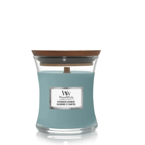 Ароматична свічка з ароматами сосни, свіжого повітря та кашеміру  Woodwick Mini Evergreen Cashmere 85 г - фото №1