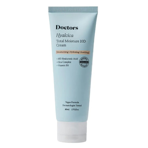 Зволожувальний крем з 10 формами гіалуронової кислоти та центелою Doctors Hyalcica Total Moisture 10 D Cream 80 мл - фото №1