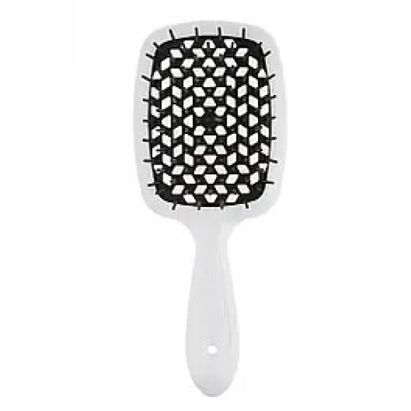 Гребінець для волосся білий з чорним  Janeke 1830 Superbrush The Original Italian - фото №1