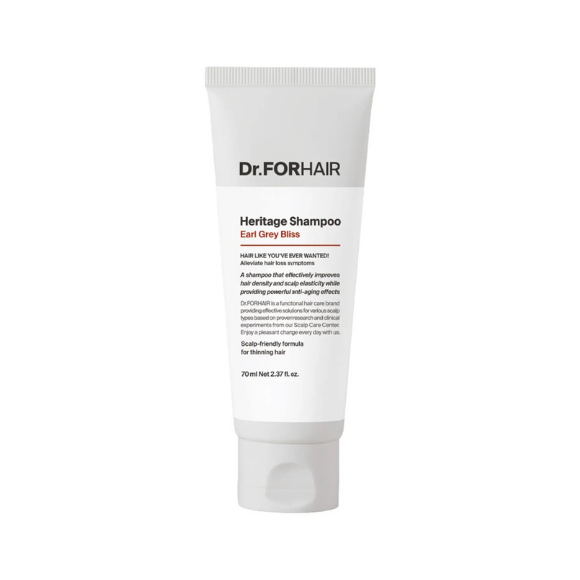 Антивіковий шампунь для ослабленої шкіри голови та тонкого волосся Dr.FORHAIR Hair Heritage Shampoo Earl Grey Bliss 70 мл - фото №1