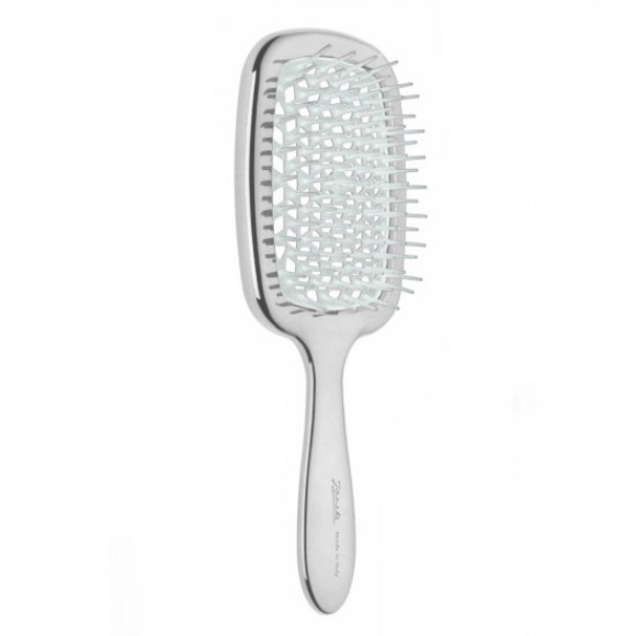 Гребінець для волосся срібло з білим  Janeke 1830 Superbrush The Original Italian 1 шт - фото №1
