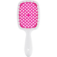 Гребінець для волосся біла з рожевим  Janeke Superbrush Small The Original Italian 1 шт - фото №1