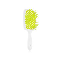 Гребінець для волосся білий з жовтим Janeke 1830 Superbrush The Original Italian - фото №1