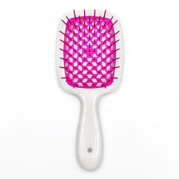 Гребінець для волосся білий з фіолетовим  Janeke Superbrush Small The Original Italian 1 шт - фото №1