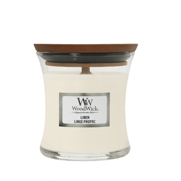 Ароматична свічка з ароматом свіжовипраної білизни Woodwick Mini Linen 85 г - фото №1