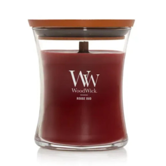 Ароматична свічка з ароматом троянди та спецій  Woodwick Medium Rouge Oud 275 г - фото №1