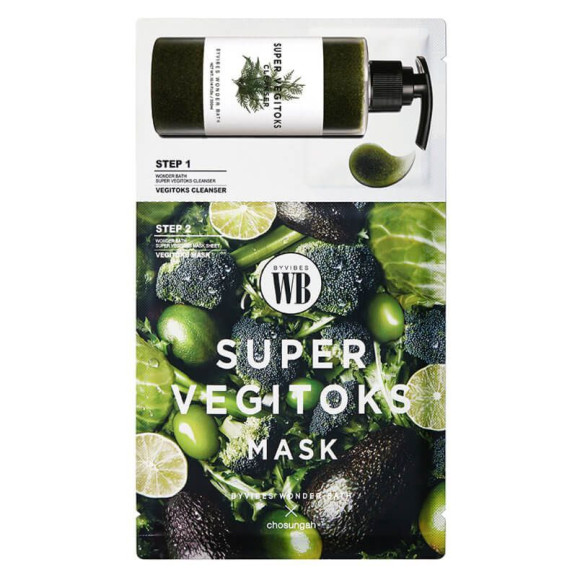 Двоетапна маска для обличчя з детокс-ефектом Chosungah By Vibes Wonder Bath Super Vegitoks Mask Green 25 мл - фото №1