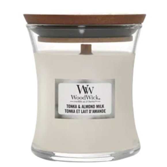 Ароматична свічка з ароматом мигдального молока Woodwick Mini Tonka & Almond Milk - фото №1