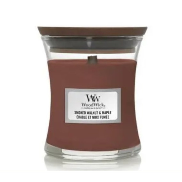 Ароматична свічка з ароматом копченого горіха та клена Woodwick Mini Smoked Walnut & Maple - фото №1