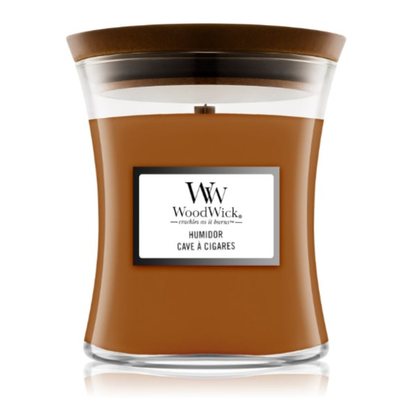 Ароматична свічка з ароматом тютюнового листя та замші Woodwick Mini Humidor - фото №1