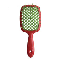 Гребінець для волосся червоний з зеленим  Janeke 1830 Superbrush The Original Italian 1 шт - фото №1