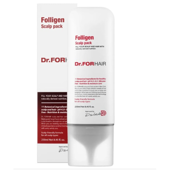 Оздоровлююча маска для шкіри голови Dr. FORHAIR Folligen Scalp Pack 250 мл - фото №1