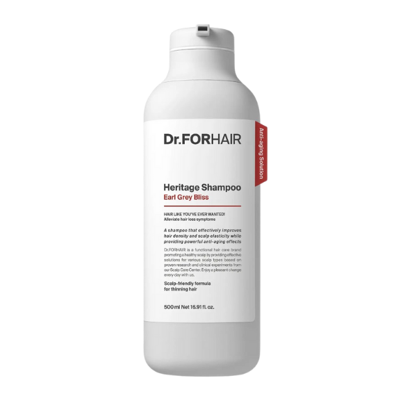Антивіковий шампунь для ослабленої шкіри голови та тонкого волосся Dr.FORHAIR Hair Heritage Shampoo Earl Grey Bliss 500 мл - фото №1