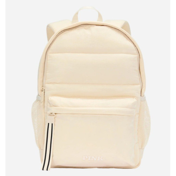 Рюкзак жіночий молочний тканинний Victoria's Secret Pink Women's backpack milk - фото №1