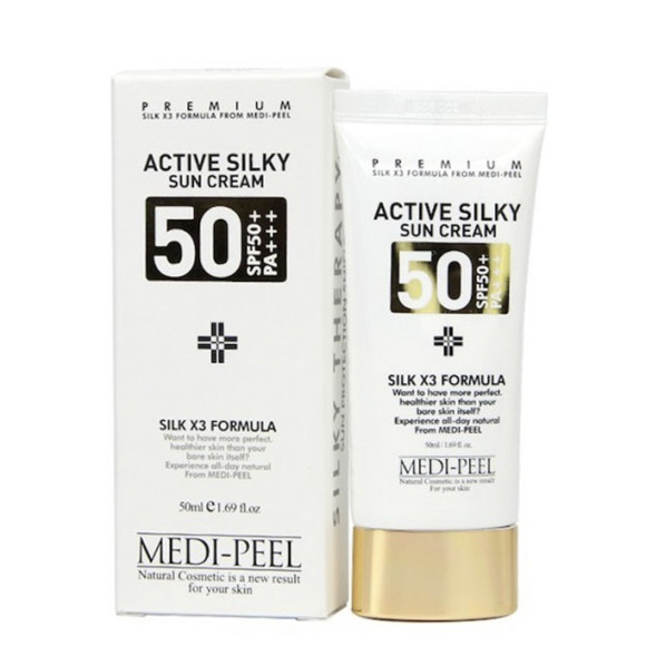 Сонцезахисний крем із комплексом пептидів Medi-Peel Active Silky Sun Cream SPF 50, 50 мл - фото №1