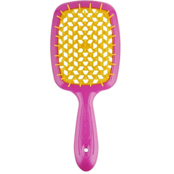 Гребінець для волосся рожевий з жовтим Janeke 1830 Superbrush The Original Italian 1 шт - фото №1