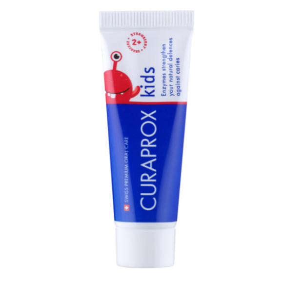Дитяча зубна паста ( зі смаком солодкої полуниці) Curaprox Kids 2+10 мл - фото №1