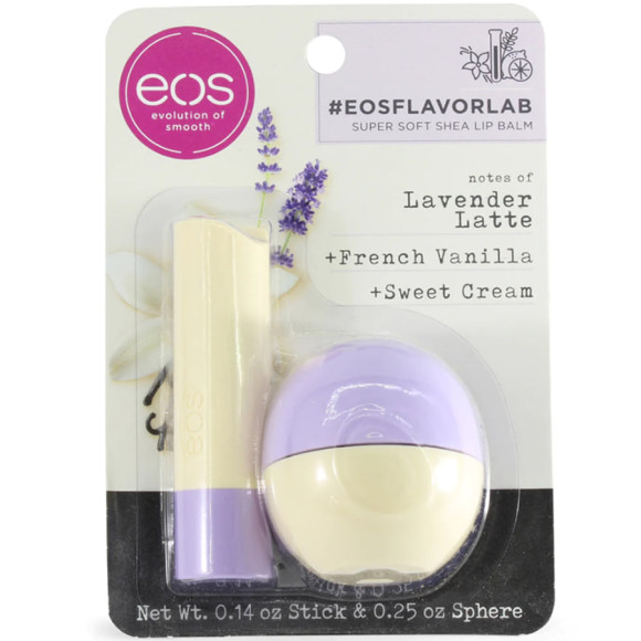 Набор бальзамов для губ «лаванда и латте» EOS Flavorlab Lavender Latte Lip Balm Sphere and Stick - фото №1