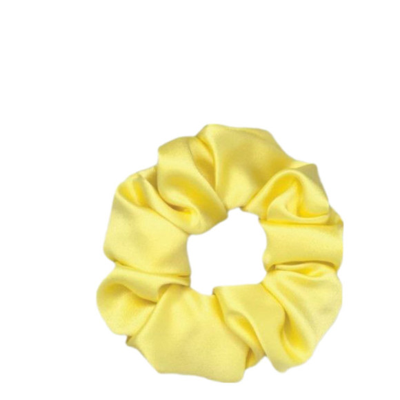 Об'ємна резинка для волосся з натурального шовку жовта Mon Mou yellow - фото №1