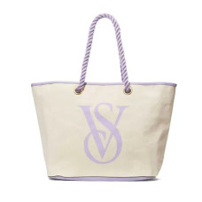 Пляжная сумка шопер Victoria's Secret Tote Bag white-lavender  1 шт - фото №1