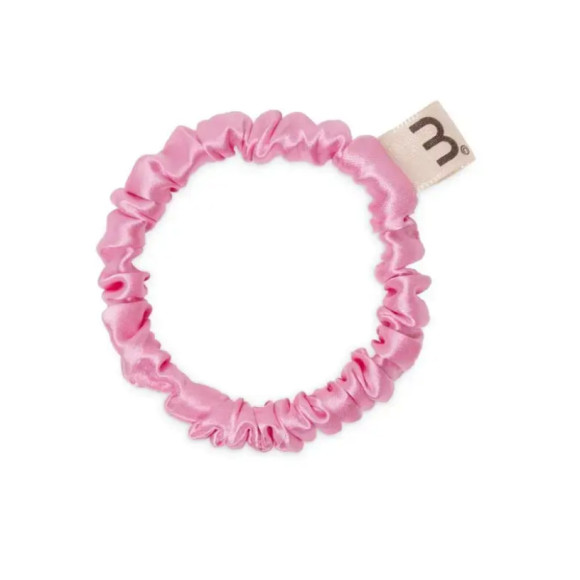 Тонка резинка з натурального шовку яскраво- рожева  Mon Mou hair scrunchie bright pink - фото №1