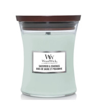 Ароматична свічка з нотами шавлії, океану та кедра Woodwick Medium Sagewood & Seagrass 275 г - фото №1