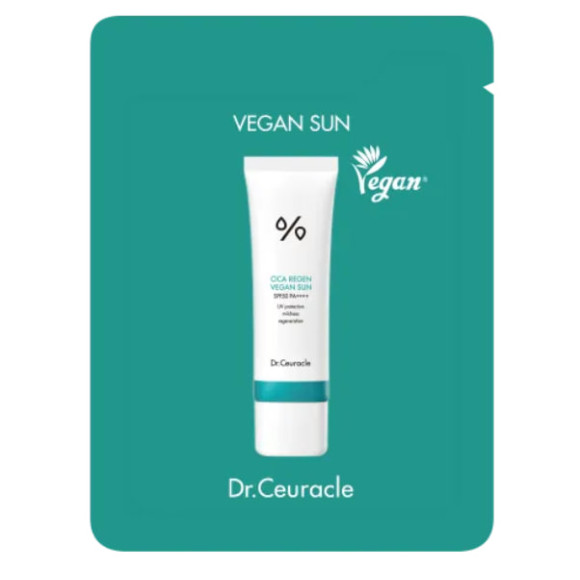 Сонцезахисний веганський крем з центелою  Dr. Ceuracle Cica Regen Vegan Sun SPF50+ PA++++ 2 мл - фото №1