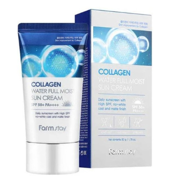 Сонцезахисний крем FarmStay Collagen Water Full Moist Sun Cream Spf50 + / pa ++++ - фото №1