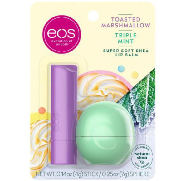 Набір бальзамів для губ «смажений зефір і потрійна м'ята» EOS Flavorlab Toasted Marshmallow and Triple Mint Lip Balms - фото №1