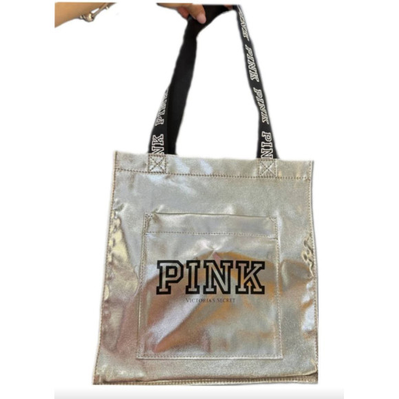 Срібляста сумка Victoria's secret Pink Silver bag - фото №1