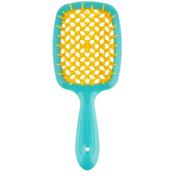 Гребінець для волосся  бірюзова з жовтим  Janeke 1830 Superbrush The Original Italian  - фото №1