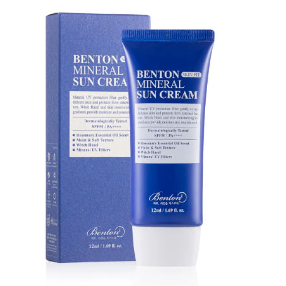 Сонцезахисний крем на мінеральній основі  Benton Skin Fit Mineral Sun Cream SPF50/PA++++ 12 мл - фото №1