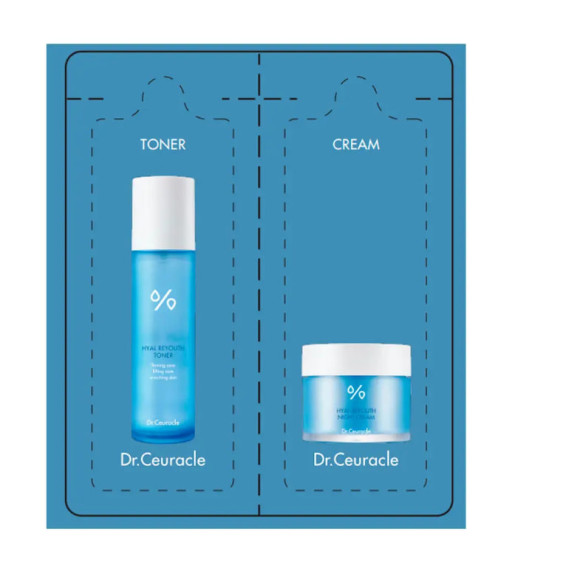 Набір тестерів тонер і крем з  серії з гіалуроновою кислотою  Dr. Ceuracle Hyal Reyouth Cream and Toner - фото №1