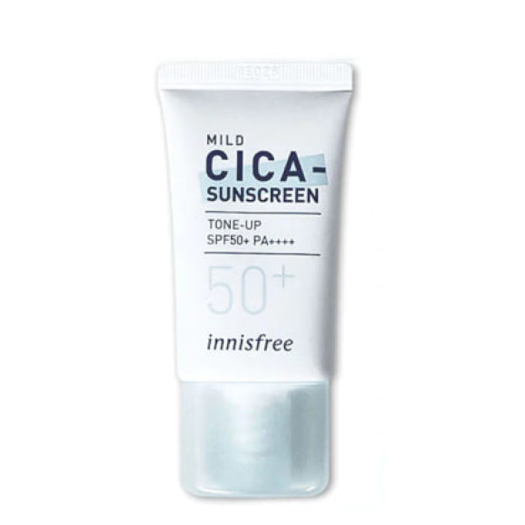Сонцезахисний крем для чутливої проблемної шкіри INNISFREE Mild Cica-Sunscreen Tone-up SPF50+ pa++++ 20 мл - фото №1