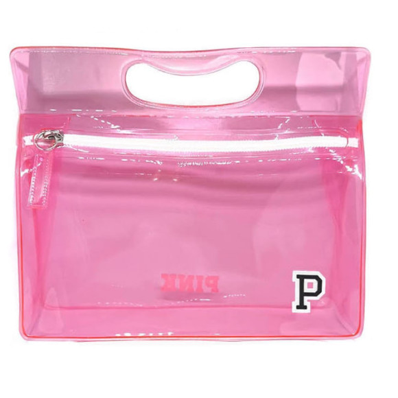 Косметичка V прозора, рожева Victoria's Secret Pink: pink Beauty Bag  1 шт - фото №1