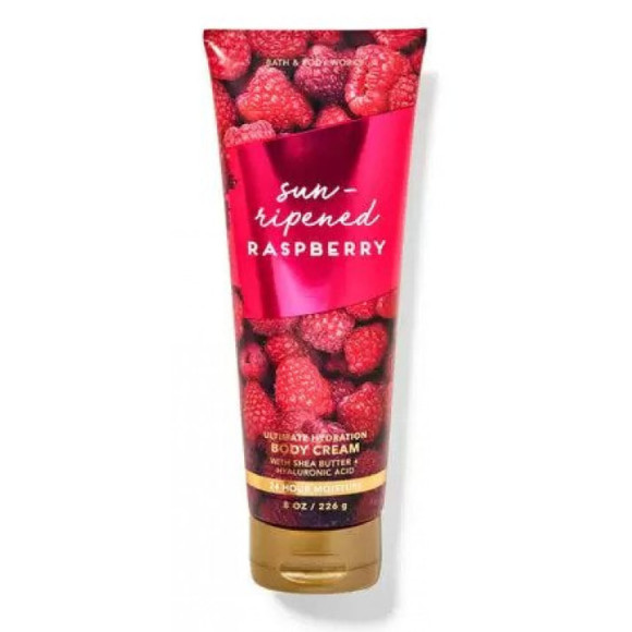 Парфумований крем для тіла Bath & body works Sun-Ripened Raspberry Body Cream 226 г - фото №1
