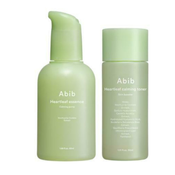 Набір для заспокоєння (есенція + тонер) Abib Heartleaf Essence Calming Pump Set - фото №1