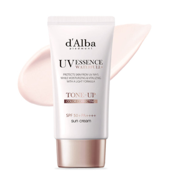 Гіпоалергенна сонцезахисна есенція з тонуючим ефектом D'Alba Waterfull UV Essence Tone-Up Sun Cream SPF 50+ PA++++ 50 мл - фото №1