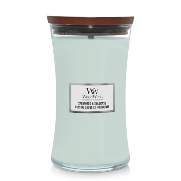 Ароматична свічка з нотами шавлії, океану та кедра Woodwick Large Sagewood & Seagrass 609 г - фото №1