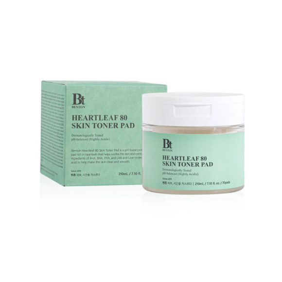 Двосторонні пілінг-диски з екстрактом хауттюйнії Benton Heartleaf Skin Toner Pad 1 уп - 70 шт - фото №1