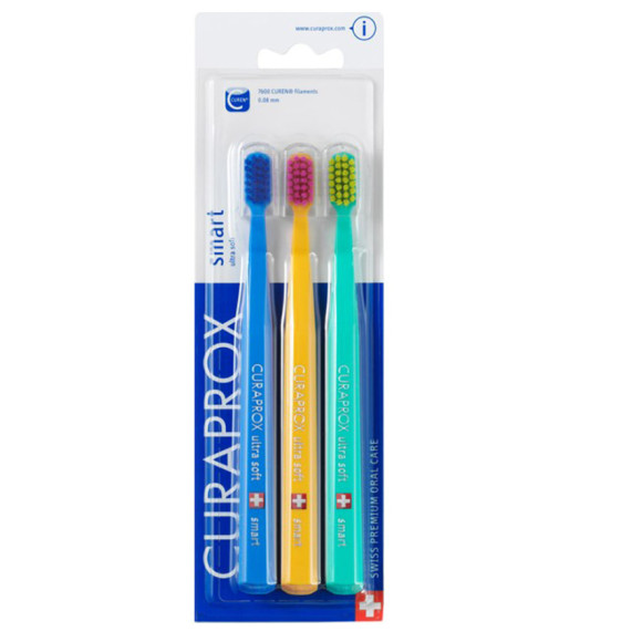 Набір зубних щіткаок дитячіх Curaprox CCS SMART Ultra Soft 3 шт - фото №1