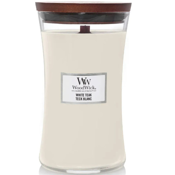 Ароматична свічка з ароматом сандалового дерева і дуба Woodwick Large White Teak 609 г - фото №1