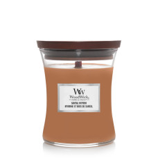 Ароматична свічка з нотами червоного дерева, евкаліпта та амбри Woodwick Mini Santal Myrrh 85 г - фото №1